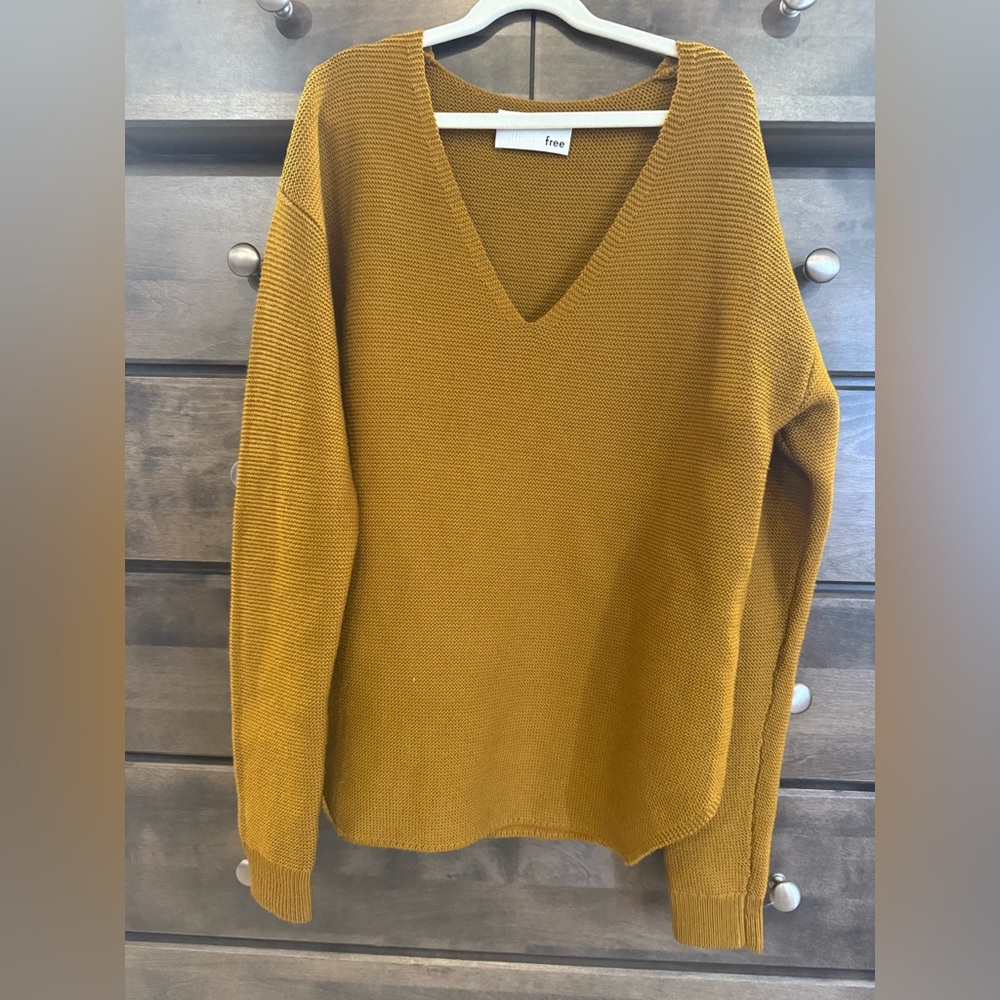 Aritzia Mustard V-Neck Sweater